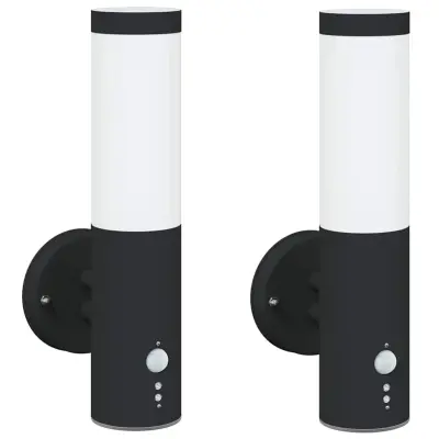 vidaXL Zunanja stenska luč 2 pcs Črna 15 x 7,5 x 33 cm
