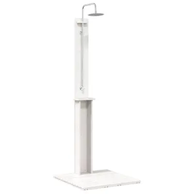 vidaXL Zunanji tuš Bela 75 x 76 x 217 cm Masivna borovina