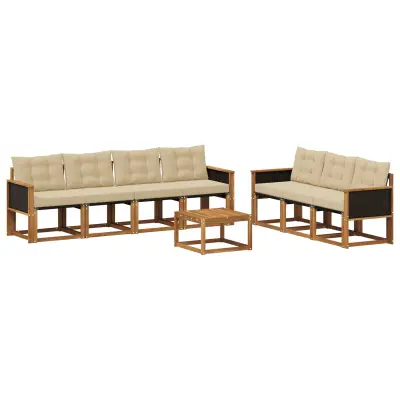 vidaXL Zunanja garnitura za sedenje z blazino 8 pcs Naravna in bež