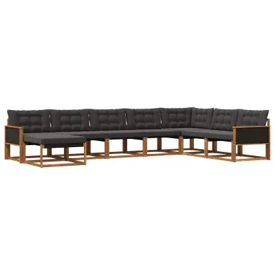 vidaXL Zunanja garnitura za sedenje z blazino 8 pcs Naravna in črna