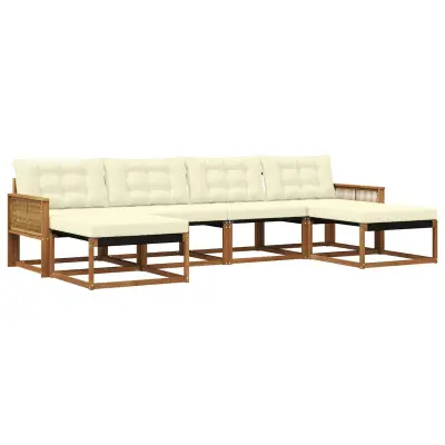vidaXL Zunanja garnitura za sedenje z blazino 6 pcs Naravna in smetana