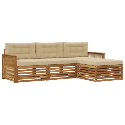 vidaXL Zunanja garnitura za sedenje Naravna in bež 249 x 162,5 x 73 cm