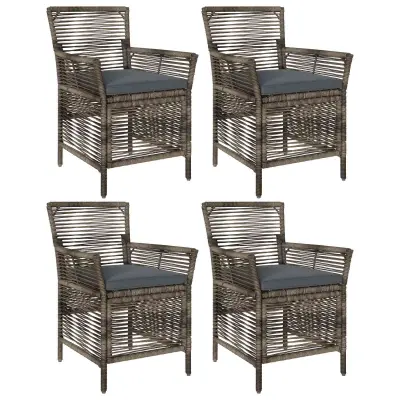vidaXL Zunanja stolica z blazino 4 pcs Siva in temno siva poli ratan