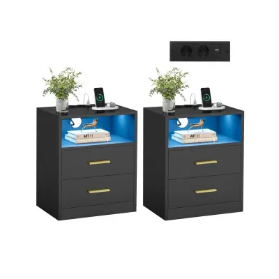 Set nočnih omaric 2 kosa 35x40,1x50,2 cm Črna