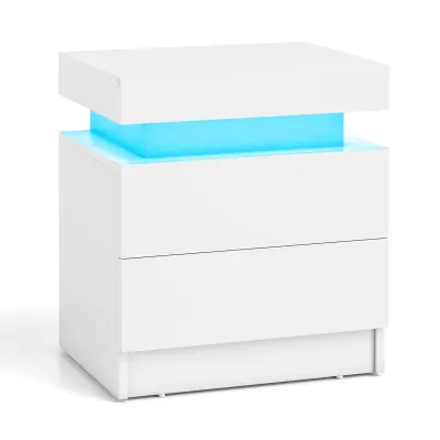 Nočna mizica z LED-osvetlitvijo Stranska mizica z 2 predali