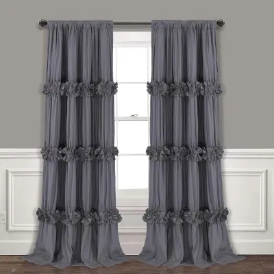 Zatemnitvene zavese z volančki komplet 2 kosa mehka mikrovlakna podloga 90% temnosive barve 245 x 140 cm Oeko-Tex Standard 100 termoizolacija akustik