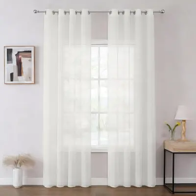 Závesy záclony s průchodkami Voálové průsvitné bílé 140x215 cm 2 ks