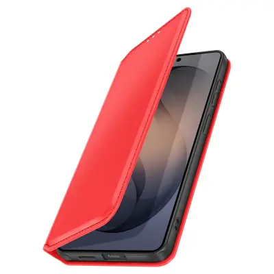 Preklopna torbica za Galaxy S26 Ultra magnetna s stojalom Classic Edition, Rdeča