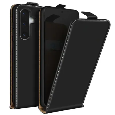 Etui za Samsung Galaxy A37 navpični preklopni žepek za kartice stojalo, Črna