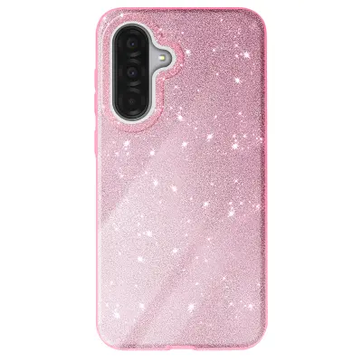 Etui za Galaxy A37 dvo-materialana zasnova z bleščečo površino, Roza