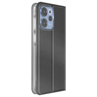 Etui Oppo Reno 15F / 15 FS rebrastim učinkom, prostorom kartice in stojala, Črna