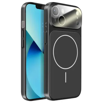 Ovitek za iPhone 13 MagSafe mat steklo AG Glass, Črna