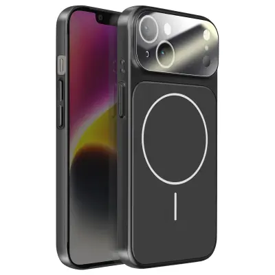 Ovitek za iPhone 14 MagSafe mat steklo AG Glass, Črna