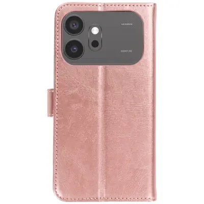 Mayaxess, Denarnica Ovitek za Honor 600 / 600 Pro s Stojalom za Video in Paščkom, Rožnato zlata