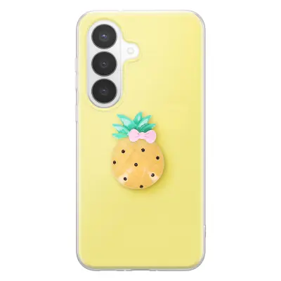 Ovitek za Galaxy S26 s 3D motivom ananasa in dvignjenim robom, Rumena