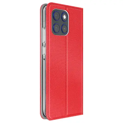 Preklopna Torbica za Motorola Edge 70 s Spleteno Teksturo in Stojalom, Rdeča