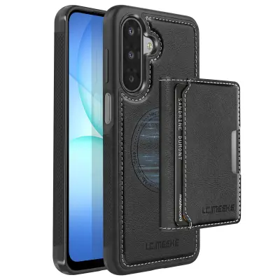 Magnetna torbica za Galaxy A17 z odstranljivim imetnikom kartic in stojalom, Črna
