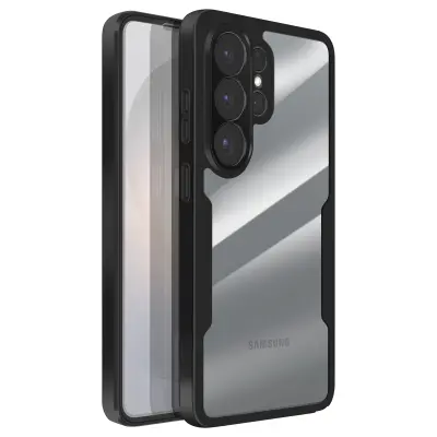 Celovita zaščita za Galaxy S26 Ultra hibridna z okrepljenim robom, Prozorna črna