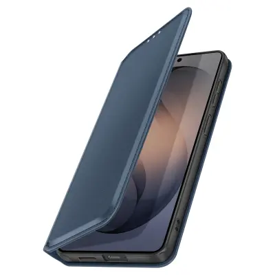 Preklopna torbica za Galaxy S26 Ultra magnetna s stojalom Classic Edition, Modra