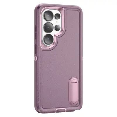 Ovitek za Galaxy S26 Ultra tri-materialni ojačani z vgrajenim stojalom, Vijolična