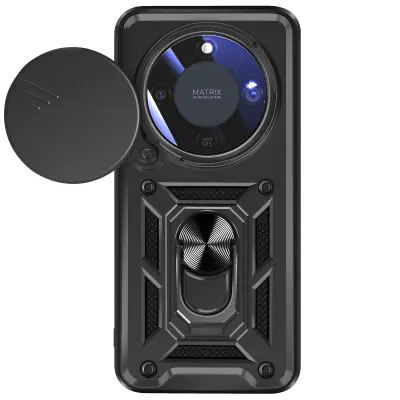 Mayaxess, Ovitek za Honor Magic 8 Lite – drsni pokrov kamere in magnetni obroč, Črna