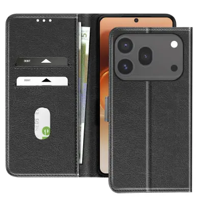Preklopna Torbica za Honor 600 / 600 Pro s Prostorom za Kartico in Stojalom, Črna