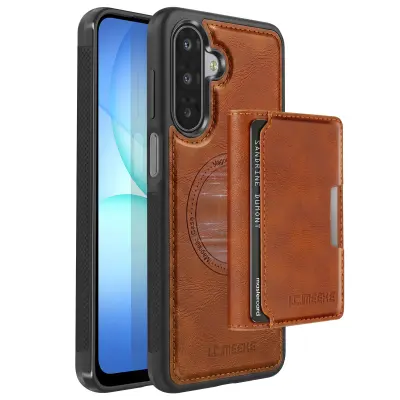 Magnetna torbica za Galaxy A17 z odstranljivim imetnikom kartic in stojalom, Rjava