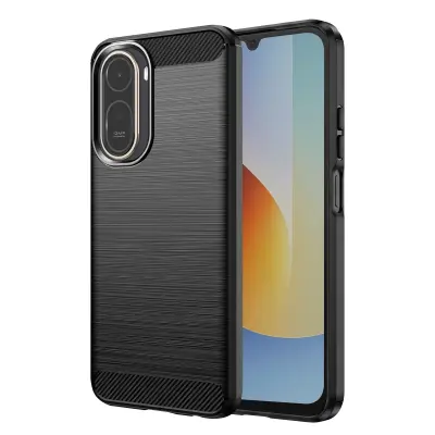 Silikonski Ovitek Redmi A7 Pro, Karbonski Videz, Brušena Tekstura, Črna