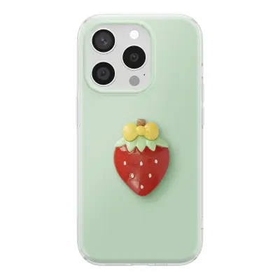 Ovitak za iPhone 15 Pro s 3D motivi jagode, Zelena