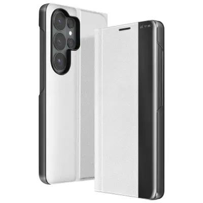 Preklopni etui Galaxy S26 Ultra, dvomaterialni, video stojalo, Srebrna