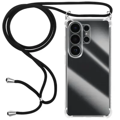 Silikonski etui za Galaxy S26 Ultra s pletenino najlonskim traku 70cm, Prozorna