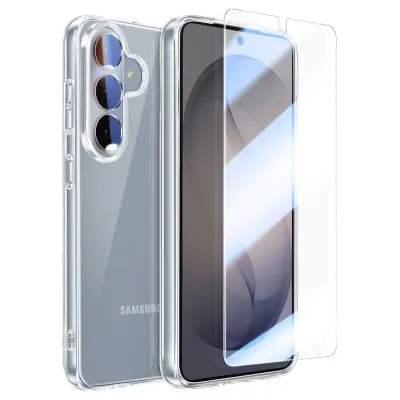 Celovita zaščita za Galaxy S26 Silikonska ovitek za steklo zaslona in kamero, Prozorna
