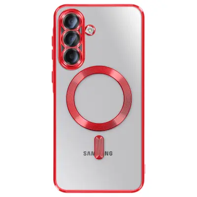 MagSafe etui za Galaxy A37 s kromiranim robom, Rdeča
