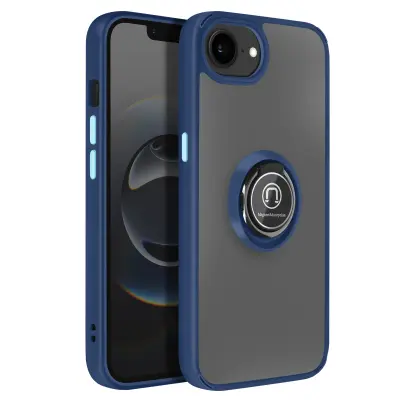 Etui za iPhone 17e s prstanastim stojalom in magnetno pritrditvijo, Modra