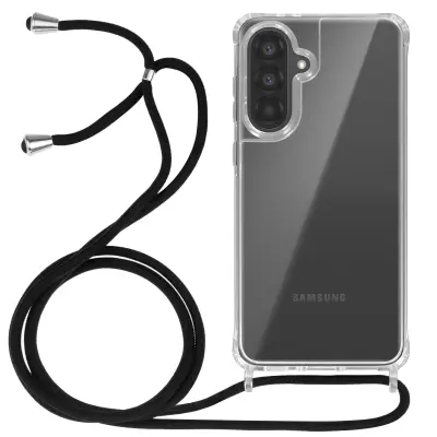 Silikonski etui za Galaxy A37 s pletenino najlonskim trakom 70cm, Prozorna
