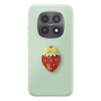 Ovitek za Redmi Note 15 s 3D motivom jagode in dvignjenim robom, Zelena