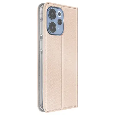 Etui Oppo Reno 15F / 15 FS rebrastim učinkom, prostorom kartice in stojala, Zlata
