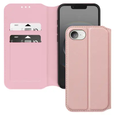 Preklopni etui za iPhone 17e z držalom za kartice in funkcijo stojala, Roza