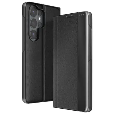 Preklopni etui Galaxy S26 Ultra, dvomaterialni, video stojalo, Črna