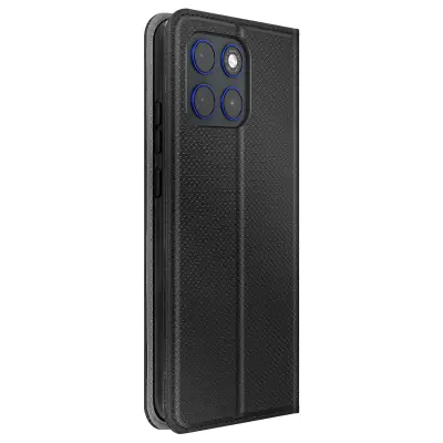 Preklopna Torbica za Motorola Edge 70 s Spleteno Teksturo in Stojalom, Črna