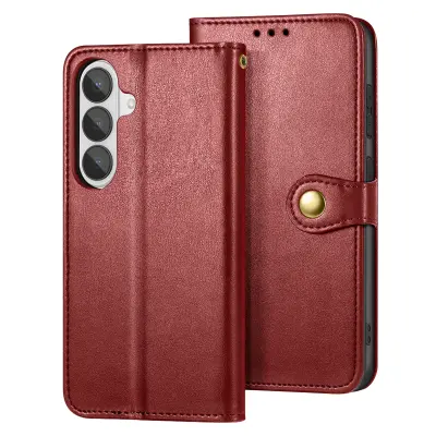 Etui denarnica za Galaxy S26 z magnetnim gumbom in naramnico, Rdeča