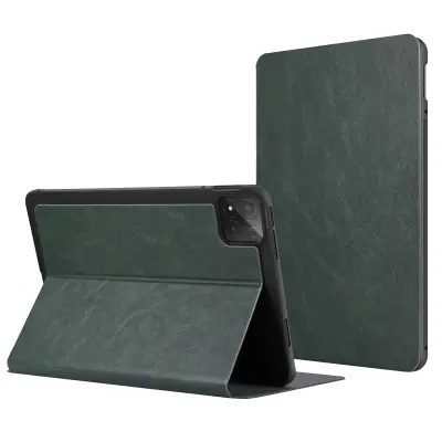 Preklopna torbica z učinkom usnja in stojalom – Xiaomi Pad 8 / Pad 8 Pro, Temno zelena