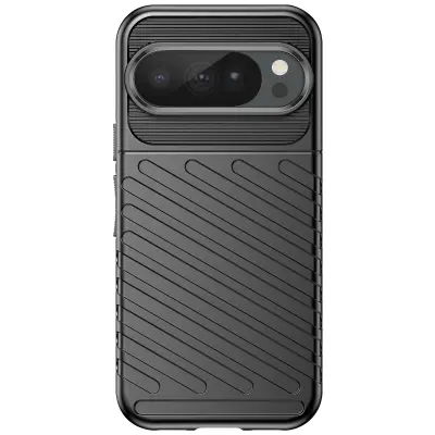 Ovitek za Pixel 10 / 10 Pro Serija Thunder en Silikon s črtastim dizajnom, Črna