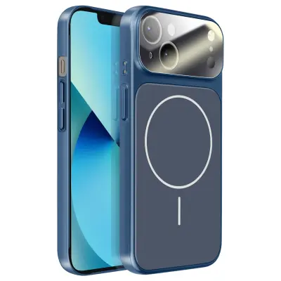 Ovitek za iPhone 13 MagSafe mat steklo AG Glass, Nočno modra