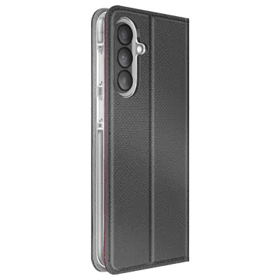 Etui za Galaxy A57 rebrasta tekstura s funkcijo stojala in žepkom za kartice, Črna