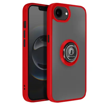 Etui za iPhone 17e s prstanastim stojalom in magnetno pritrditvijo, Rdeča