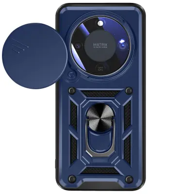 Mayaxess, Ovitek za Honor Magic 8 Lite – drsni pokrov kamere in magnetni obroč, Nočno modra