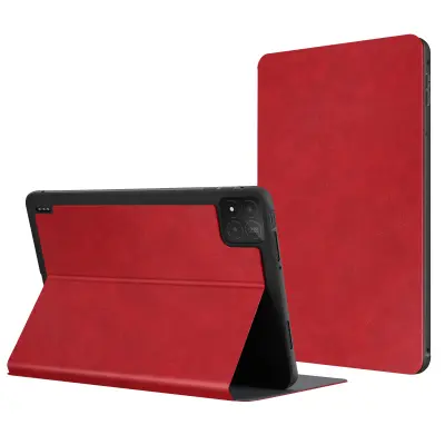 Preklopna torbica z učinkom usnja in stojalom – Xiaomi Pad 8 / Pad 8 Pro, Rdeča