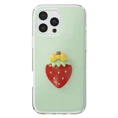 Ovitak za iPhone 16 Pro s 3D motivi jagode, Zelena