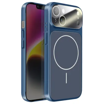 Ovitek za iPhone 14 MagSafe mat steklo AG Glass, Nočno modra